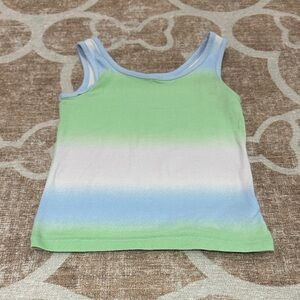 Old Navy Blue, Green and White Stripes Kids Tank Top